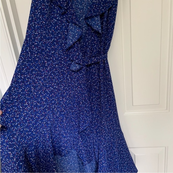 Max Studio Blue White Polka Dotted Wrap Midi Dress Confetti XS, summer party - Picture 5 of 6